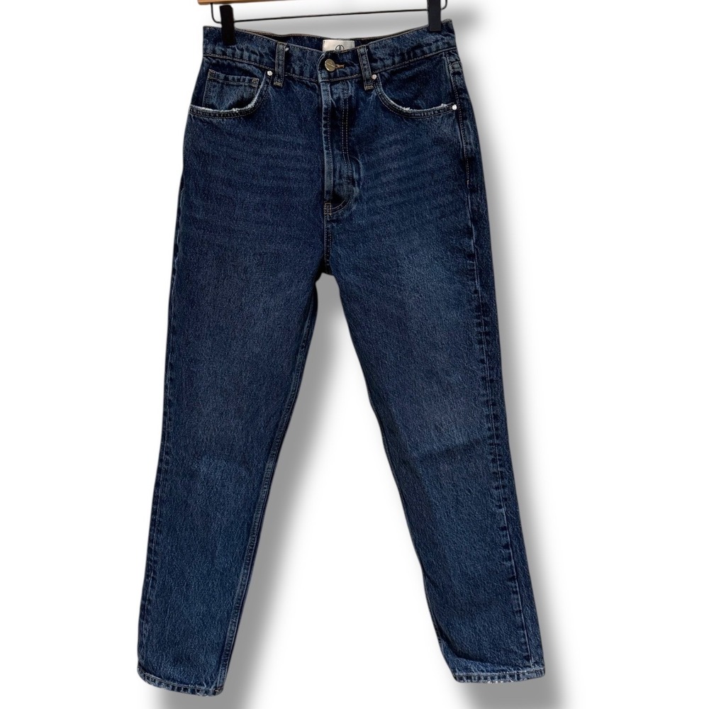 Anine Bing Straight Leg Jeans in Dark Indigo Blue